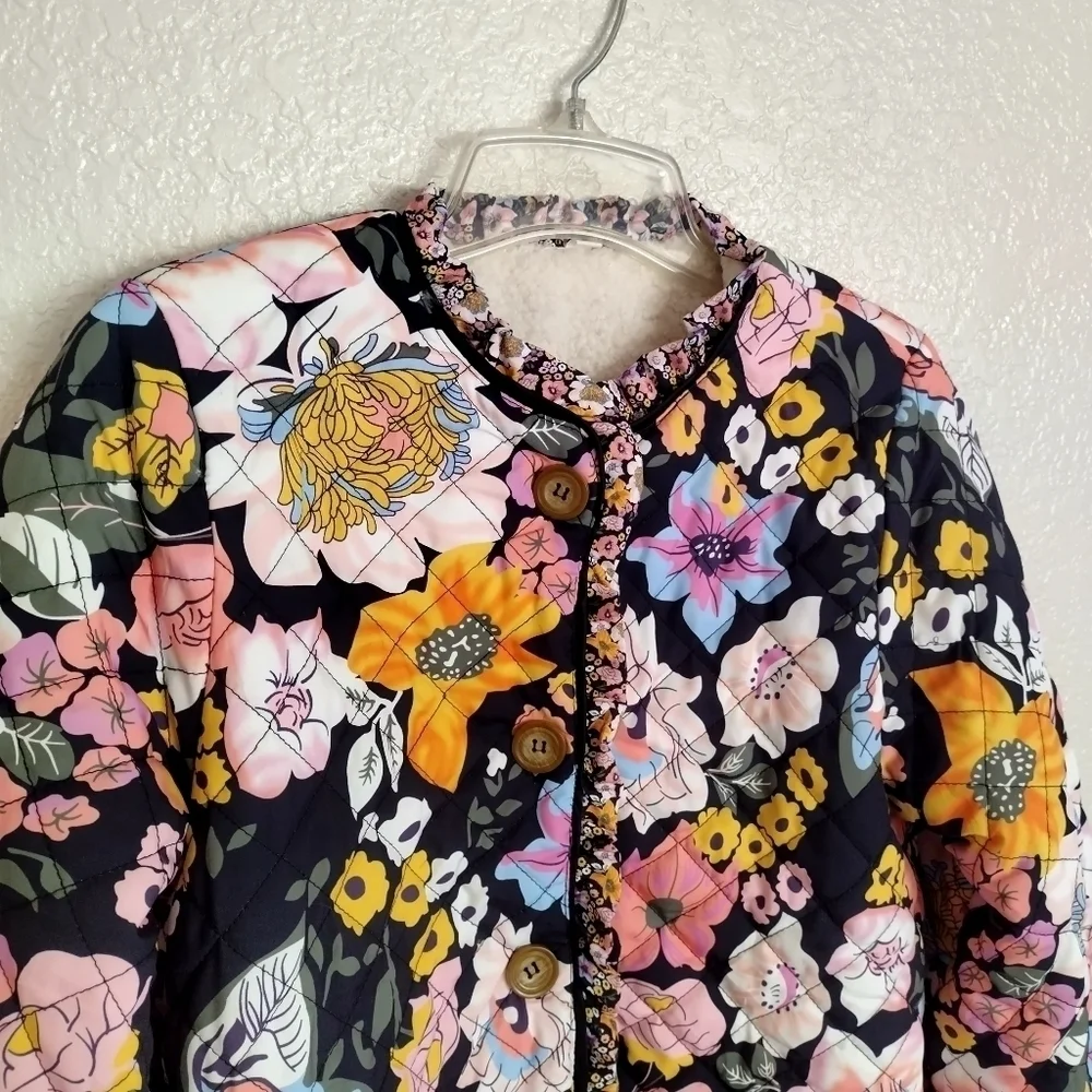 James ascher Sherpa Fleece Lined Ruffle Trim Kayla Jacket sz S - Picture 2 of 7